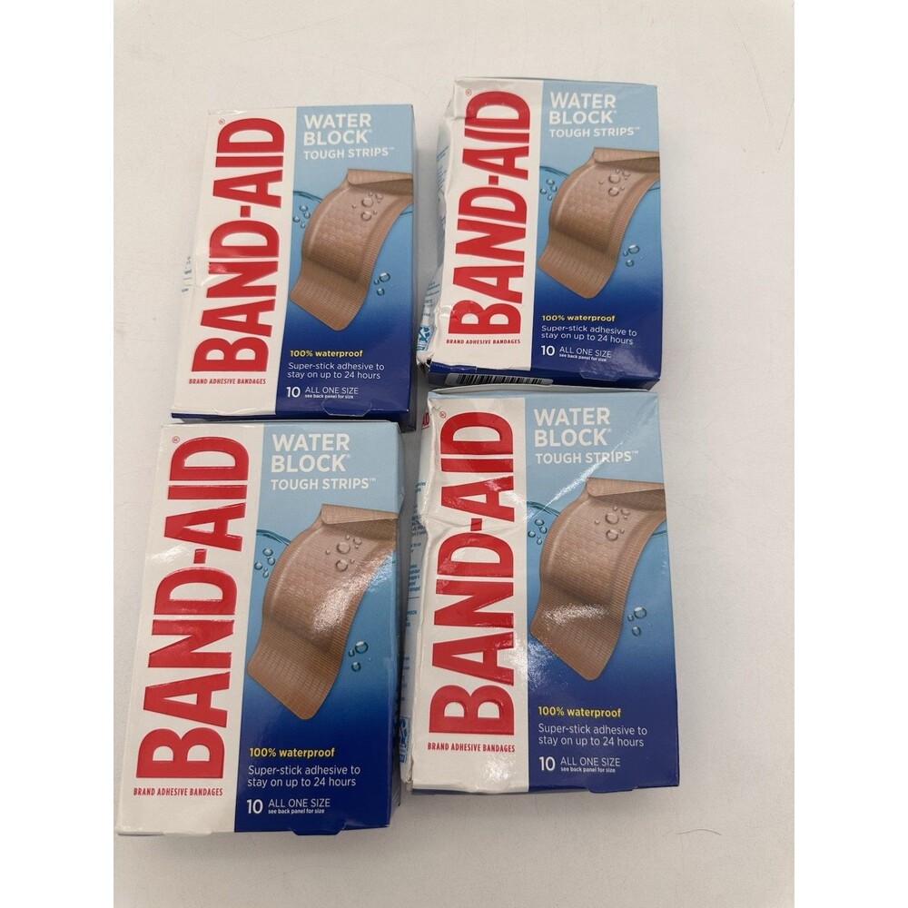 4 Pk Band-Aid Water Block Tough-Strips Extra Large Bandages 10 Per Box